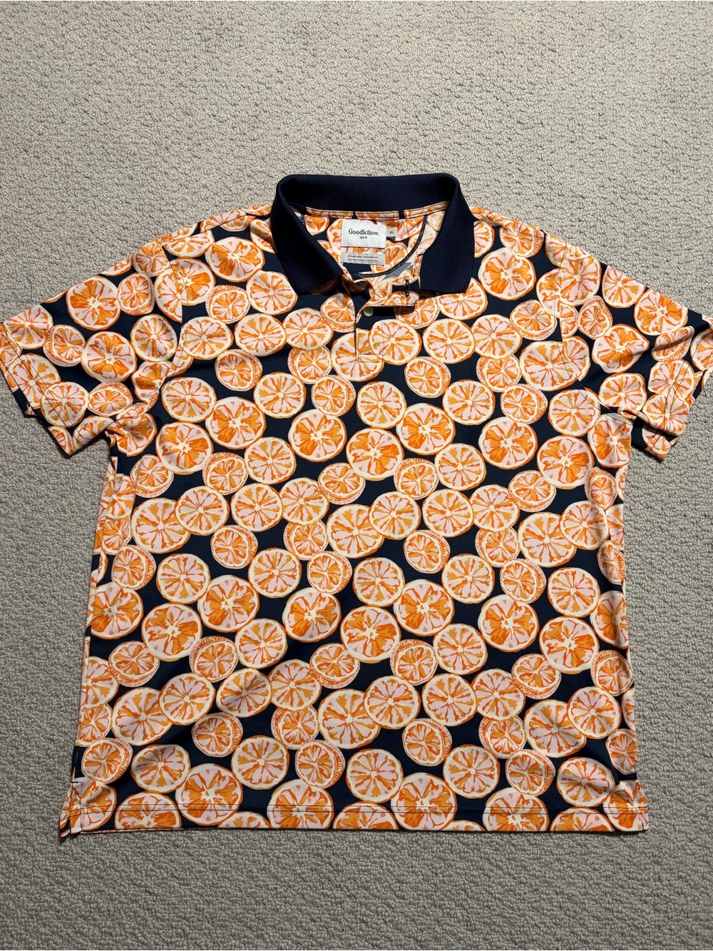 Goodfellow & Co Citrus Orange Slice Print Polo Shirt XL 🍊🍹
